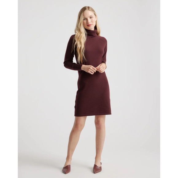 Quince Dresses & Skirts - Quince Small Mongolian Cashmere Turtleneck Dress Burgundy NWOT